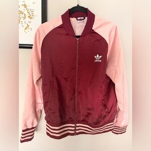 Adidas original bomber satin jacket Burgundy and Light Pink